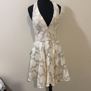 Bebe Cream Floral Backless Dress